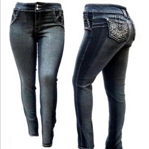 PIus Size Stretch Black Skinny jeans 39469MS